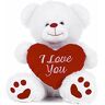 Paws Witte teddybeer met rood hart met I Love You erop geschreven (wit, 44,5 cm)