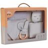 Interbaby Set Regalo Muselina con Doudou, Babero y Mordedor Gris