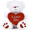 Paws Witte teddybeer met een rood hart met "I Love You" erop ingeschreven (25 cm)