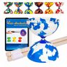 Juggle Dream Jester Diabolo Jongleerset – Vaste As Diabolo met Houten Handstaven, Online Leervideo – Jongleerspeelgoed (Blauw/Wit)