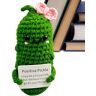 Virtcooy Positieve augurk,positieve komkommer,Emotionele steun Pickle Cucumber gehaakte pop met positieve kaart Schattig ornament gehaakte augurk komkommer gebreide pluche pop voor dames, jongens,