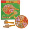 Nunafey Pizza speelgoed, geen bramen rijk patroon houten pizza speelgoed, pizza snijden speelgoed, voor baby keuken huis kind(Pizza Chechele)