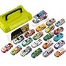 TsoLay 21-delig speelgoed voor het terugtrekken van auto's met opbergdoos, wrijvingsaangedreven voertuigen, terugtrekken en terugtrekken, voor kinderen van 3, 4, 5, 6 en 7 jaar
