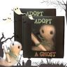 behound Adopt A Ghost White Wool Felt Ghost and Tiny Scroll Set, Halloween Ghost Plush Toys, Mini Cute Ghost Stuffed Doll for Halloween Gift (2 Pcs)