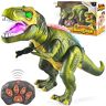 JOYIN op afstand bedienbare led-speelgoeddinosaurus, elektronische T-Rex, loopt en brult, met lichtgevende ogen en schuddende kop, voor kleine jongens en meisjes