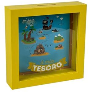 Creative Decoratieve spaarpot Mijn schat, geel frame met piratendesign, spaarpot Creative Decoratieve spaarpot Mijn schat, geel frame met piratendesign, spaarpot