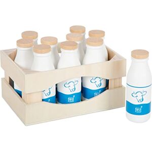 Small Foot Melk krat "fresh" gemaakt van hout, accessoires voor winkel en kinderkeuken, rollenspel speelgoed vanaf 3 jaar, 12354