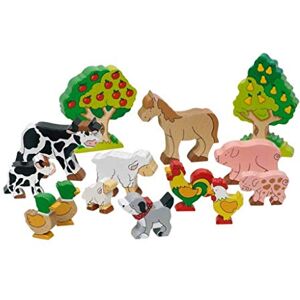 Goki Bauernhoftiere: H= 2,5-11,5 cm, Massivholz, 14 Teile, per Set Goki Bauernhoftiere: H= 2,5-11,5 cm, Massivholz, 14 Teile, per Set