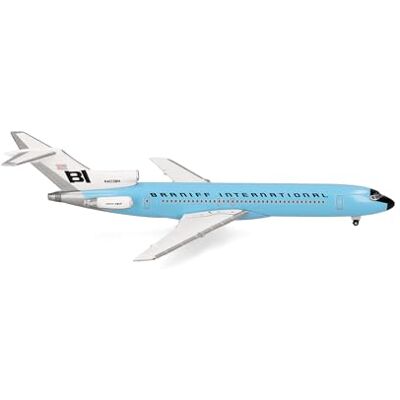 Herpa 537544 modelvliegtuig Braniff International Boeing 727-200-N403BN-Solid New Dark Blue, miniatuur op schaal 1:500, verzamelbaar, model zonder standaard, metaal, blauw Herpa 537544 modelvliegtuig Braniff International Boeing 727-200-N403BN-Solid New Dark Blue, miniatuur op schaal 1:500, verzamelbaar, model zonder standaard, metaal, blauw