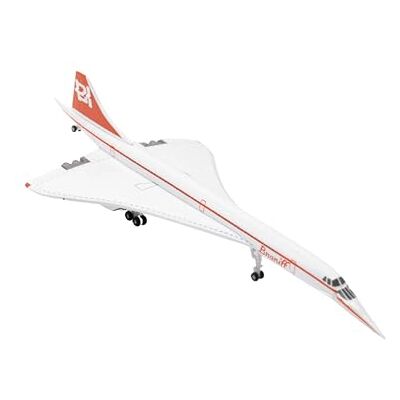 Herpa Modelvliegtuig Braniff International Concorde N81AC, miniatuur op schaal 1:500, verzamelbaar, model zonder standaard, metaal Herpa Modelvliegtuig Braniff International Concorde N81AC, miniatuur op schaal 1:500, verzamelbaar, model zonder standaard, metaal