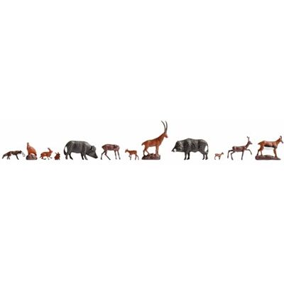 NOCH ® Figuurset "bosdieren", 12 handbeschilderde diermodellen voor de modelbouw H0 spoor in 1:87 (ca. 2 cm hoog) perfect voor bosscènes en diorama's NOCH ® Figuurset "bosdieren", 12 handbeschilderde diermodellen voor de modelbouw H0 spoor in 1:87 (ca. 2 cm hoog) perfect voor bosscènes en diorama's