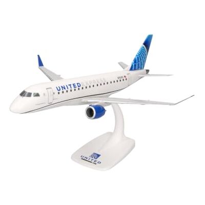 Herpa vlieguig model United Express Embraer E175 schaal 1:100 Snap-Fit, voor verzamelaars, miniatuur deco, kunststof vliegtuig met standaard Herpa vlieguig model United Express Embraer E175 schaal 1:100 Snap-Fit, voor verzamelaars, miniatuur deco, kunststof vliegtuig met standaard