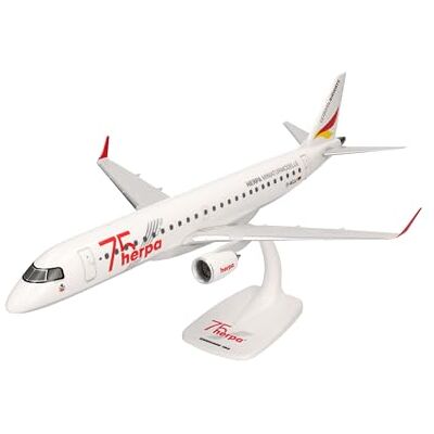 Herpa Snap-Fit E190 E190 E190 75 Years modelvliegtuig, miniatuur op schaal 1:100, verzamelstuk, model met standaard, kunststof Herpa Snap-Fit E190 E190 E190 75 Years modelvliegtuig, miniatuur op schaal 1:100, verzamelstuk, model met standaard, kunststof