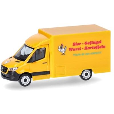 Herpa modelauto Mercedes-Benz Sprinter 18 foodtruck "Eieren Gevogelte Worst Aardappelen", miniatuur op schaal 1:87, verzamelmodel, Made in Germany, kunststof Herpa modelauto Mercedes-Benz Sprinter 18 foodtruck "Eieren Gevogelte Worst Aardappelen", miniatuur op schaal 1:87, verzamelmodel, Made in Germany, kunststof