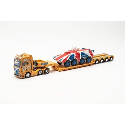 Herpa vrachtwagen model MAN TGX GX 6x2 dieplader trekker met GTK Boxer Engeland "Spedition Steinle", schaal 1:87, voor diorama, modelbouw verzamelobject, Made in Germany, kunststof Herpa vrachtwagen model MAN TGX GX 6x2 dieplader trekker met GTK Boxer Engeland "Spedition Steinle", schaal 1:87, voor diorama, modelbouw verzamelobject, Made in Germany, kunststof
