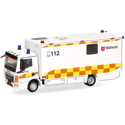 Herpa vrachtwagen model MAN TGL CC Koffer-LKW "Malteser München", schaal 1:87, voor diorama, modelbouw, verzamelobject, Made in Germany, kunststof Herpa vrachtwagen model MAN TGL CC Koffer-LKW "Malteser München", schaal 1:87, voor diorama, modelbouw, verzamelobject, Made in Germany, kunststof