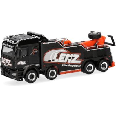 Herpa vrachtwagen model MAN TGS TM Empl Bison bergingsvoertuig "Lenz", schaal 1:87, voor diorama, modelbouw, verzamelobject, Made in Germany, kunststof Herpa vrachtwagen model MAN TGS TM Empl Bison bergingsvoertuig "Lenz", schaal 1:87, voor diorama, modelbouw, verzamelobject, Made in Germany, kunststof