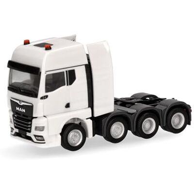 Herpa Vrachtwagen model Man TGX Heavy Duty trekker 4-assige (luchtgeveerd, 8x4), wit, miniatuur op schaal 1:87, verzamelstuk, Made in Germany, kunststof Herpa Vrachtwagen model Man TGX Heavy Duty trekker 4-assige (luchtgeveerd, 8x4), wit, miniatuur op schaal 1:87, verzamelstuk, Made in Germany, kunststof