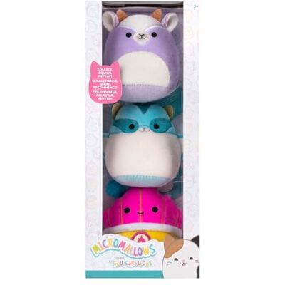 Jazwares Micromallows SQMM0191 Set van 3, superzachte mini-squishmallows, 6,5 cm pluche figuren (Tia, Mariska, Louden) Jazwares Micromallows SQMM0191 Set van 3, superzachte mini-squishmallows, 6,5 cm pluche figuren (Tia, Mariska, Louden)