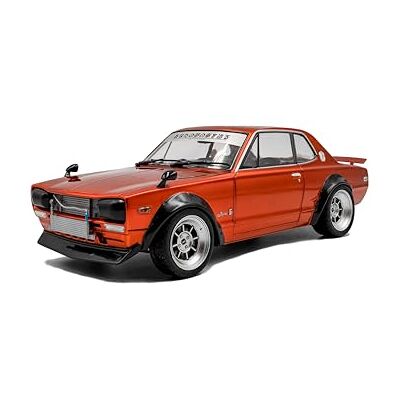 Solido Nissan Skyline C10 Hakosuka Works 1970 Diecast modelauto, klassieke JDM sportwagen met Widebody design, gedetailleerde carrosserie en racing-velgen, oranje metallic, 1:18 Solido Nissan Skyline C10 Hakosuka Works 1970 Diecast modelauto, klassieke JDM sportwagen met Widebody design, gedetailleerde carrosserie en racing-velgen, oranje metallic, 1:18