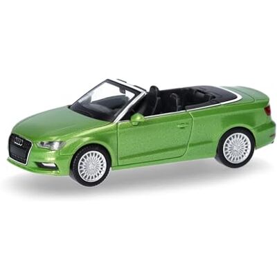Herpa automodel Audi A3 Cabriolet, javagroen, schaal 1:87, voor diorama, modelbouw, verzamelobject, Made in Germany, kunststof Herpa automodel Audi A3 Cabriolet, javagroen, schaal 1:87, voor diorama, modelbouw, verzamelobject, Made in Germany, kunststof