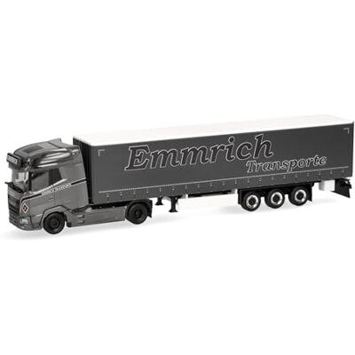 Herpa vrachtwagen model DAF XG+ schuifzeil oplegger "Emmrich Transporte", schaal 1:87, voor diorama, modelbouw, verzamelobject, Made in Germany, kunststof Herpa vrachtwagen model DAF XG+ schuifzeil oplegger "Emmrich Transporte", schaal 1:87, voor diorama, modelbouw, verzamelobject, Made in Germany, kunststof