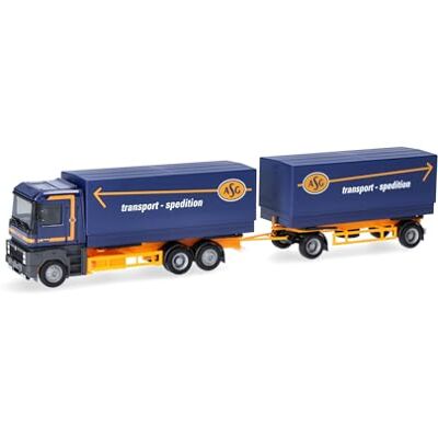 Herpa vrachtwagen model Renault AE wissellaadbak/zeil-aanhanger "ASG" (Zweden), schaal 1:87, voor diorama, modelbouw, verzamelobject, Made in Germany, kunststof Herpa vrachtwagen model Renault AE wissellaadbak/zeil-aanhanger "ASG" (Zweden), schaal 1:87, voor diorama, modelbouw, verzamelobject, Made in Germany, kunststof