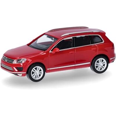 Herpa automodel VW Touareg, schaal 1:87, voor diorama, modelbouw, verzamelobject, Made in Germany, kunststof, tornado-rood Herpa automodel VW Touareg, schaal 1:87, voor diorama, modelbouw, verzamelobject, Made in Germany, kunststof, tornado-rood