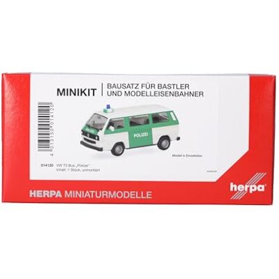 Herpa Bouwpakket MiniKits VW T3 Bus "Polizei", miniatuur schaal 1:87, verzamelobject, bouwkit, kunststof Herpa Bouwpakket MiniKits VW T3 Bus "Polizei", miniatuur schaal 1:87, verzamelobject, bouwkit, kunststof