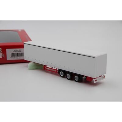 Herpa Vrachtwagenmodel gordijnoplegger met 3-assige zijkanten, wit, miniatuur op schaal 1:87, verzamelstuk, Made in Germany, kunststof Herpa Vrachtwagenmodel gordijnoplegger met 3-assige zijkanten, wit, miniatuur op schaal 1:87, verzamelstuk, Made in Germany, kunststof