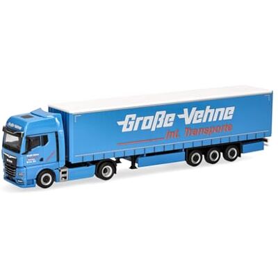 Herpa Modelvrachtwagen MAN TGX GX schuifzeiloplegger "Große-Vehne", miniatuur schaal 1:87, verzamelobject, Made in Germany, kunststof Herpa Modelvrachtwagen MAN TGX GX schuifzeiloplegger "Große-Vehne", miniatuur schaal 1:87, verzamelobject, Made in Germany, kunststof