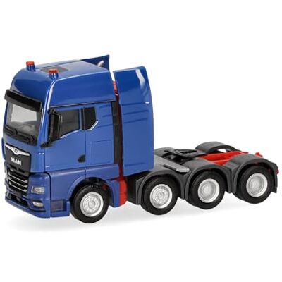 Herpa vrachtwagen model MAN TGX GX zwaartransport trekker 4-assig, gentiaanblauw, schaal 1:87, voor diorama, modelbouw, verzamelobject, Made in Germany, kunststof Herpa vrachtwagen model MAN TGX GX zwaartransport trekker 4-assig, gentiaanblauw, schaal 1:87, voor diorama, modelbouw, verzamelobject, Made in Germany, kunststof