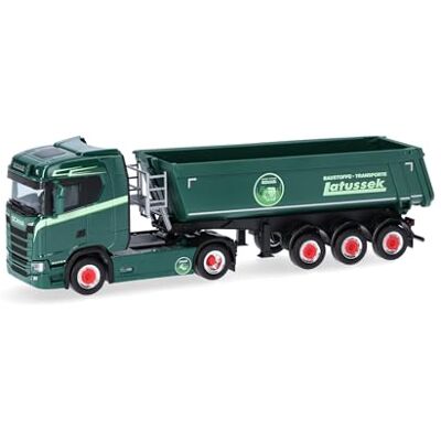 Herpa vrachtwagen model Scania CS 20 ND rondkipper oplegger "Latussek", schaal 1:87, voor diorama, modelbouw, verzamelobject, Made in Germany, kunststof Herpa vrachtwagen model Scania CS 20 ND rondkipper oplegger "Latussek", schaal 1:87, voor diorama, modelbouw, verzamelobject, Made in Germany, kunststof