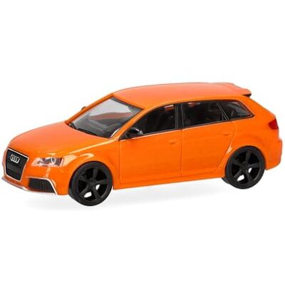 Herpa modelauto Audi RS3 Sportback, glutoranje met zwarte velgen, miniatuur op schaal 1:87, verzamelmodel, Made in Germany, kunststof Herpa modelauto Audi RS3 Sportback, glutoranje met zwarte velgen, miniatuur op schaal 1:87, verzamelmodel, Made in Germany, kunststof