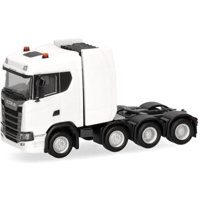 Herpa vrachtwagenmodel Scania CS 20 ND zware trekker 4-assig, wit, miniatuur op schaal 1:87, verzamelobject, Made in Germany, kunststof Herpa vrachtwagenmodel Scania CS 20 ND zware trekker 4-assig, wit, miniatuur op schaal 1:87, verzamelobject, Made in Germany, kunststof