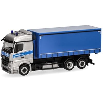 Herpa vrachtwagenmodel Mercedes-Benz Actros Streamspace wissellaadwagen "Bereitschaftspolizei Mecklenburg-Vorpommern", miniatuur op schaal 1:87, verzamelobject, Made in Germany, kunststof Herpa vrachtwagenmodel Mercedes-Benz Actros Streamspace wissellaadwagen "Bereitschaftspolizei Mecklenburg-Vorpommern", miniatuur op schaal 1:87, verzamelobject, Made in Germany, kunststof