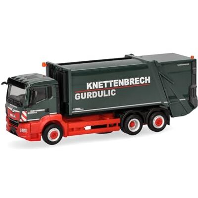 Herpa Modelvrachtwagen MAN TGS NN vuilniswagen FAUN VARIOPRESS "Knettenbrech Gurdulic", miniatuur schaal 1:87, verzamelobject, Made in Germany, kunststof Herpa Modelvrachtwagen MAN TGS NN vuilniswagen FAUN VARIOPRESS "Knettenbrech Gurdulic", miniatuur schaal 1:87, verzamelobject, Made in Germany, kunststof