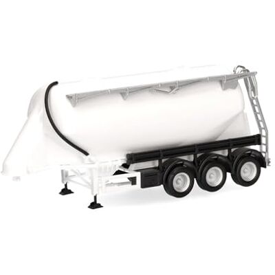 Herpa Vrachtwagen model Eutersilo oplegger veldbinder 35 m³ 3 assen, wit miniatuur op schaal 1:87, verzamelstuk, Made in Germany, kunststof Herpa Vrachtwagen model Eutersilo oplegger veldbinder 35 m³ 3 assen, wit miniatuur op schaal 1:87, verzamelstuk, Made in Germany, kunststof