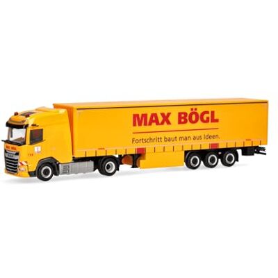 Herpa vrachtwagenmodel DAF XG gordijnzeil-oplegger "Max Bögl", miniatuur in schaal 1:87, verzamelobject, Made in Germany, kunststof Herpa vrachtwagenmodel DAF XG gordijnzeil-oplegger "Max Bögl", miniatuur in schaal 1:87, verzamelobject, Made in Germany, kunststof