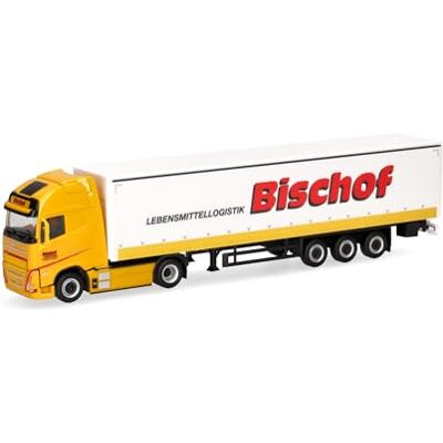 Herpa Modelvrachtwagen Volvo FH GL XL elektrisch schuifzeiloplegger met zijborden "Bischof", miniatuur schaal 1:87, verzamelobject, Made in Germany, kunststof Herpa Modelvrachtwagen Volvo FH GL XL elektrisch schuifzeiloplegger met zijborden "Bischof", miniatuur schaal 1:87, verzamelobject, Made in Germany, kunststof