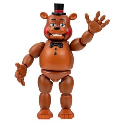 Jazwares Five Nights at Freddy's Toy Freddy 5-inch gelede figuur met Jumpscare-functie en Glow-in-The-Dark Eyes Jazwares Five Nights at Freddy's Toy Freddy 5-inch gelede figuur met Jumpscare-functie en Glow-in-The-Dark Eyes