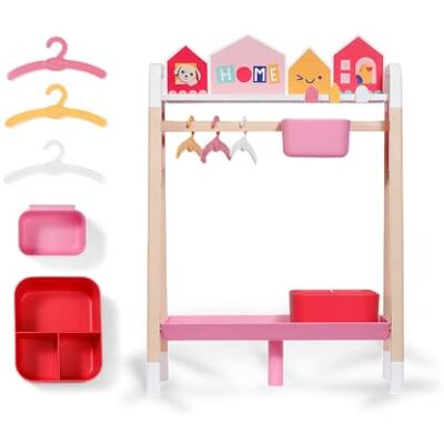 BABY born Kledingstang in modern design met twee niveaus, spiegel, 3 kleerhangers en opbergdozen, vanaf 3 jaar BABY born Kledingstang in modern design met twee niveaus, spiegel, 3 kleerhangers en opbergdozen, vanaf 3 jaar