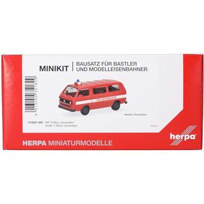 Herpa Bouwpakket MiniKits VW T3 Bus "Feuerwehr", miniatuur schaal 1:87, verzamelobject, bouwkit, kunststof Herpa Bouwpakket MiniKits VW T3 Bus "Feuerwehr", miniatuur schaal 1:87, verzamelobject, bouwkit, kunststof