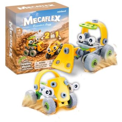 Miniland Mecaflex Graafmachine, bouwspel met 56 flexibele onderdelen, beweegbaar voertuig om te monteren, leerspel STEM, 4-9 jaar Miniland Mecaflex Graafmachine, bouwspel met 56 flexibele onderdelen, beweegbaar voertuig om te monteren, leerspel STEM, 4-9 jaar