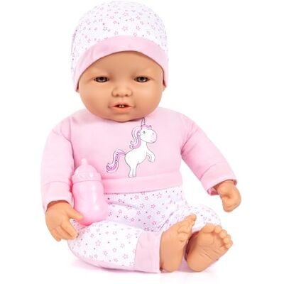Bayer Design Babypop, grote pop 50 cm pop met zacht lichaam, schattig pakje met mutsje, flesje voor rollenspellen van kinderen Bayer Design Babypop, grote pop 50 cm pop met zacht lichaam, schattig pakje met mutsje, flesje voor rollenspellen van kinderen