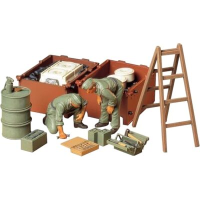 TAMIYA 300035180 300035180-1:35 Dioramaset Duitse tankreparatieset (2), replica, plastic bouwpakket, knutselen, modelbouwset, assembleren, ongelakt TAMIYA 300035180 300035180-1:35 Dioramaset Duitse tankreparatieset (2), replica, plastic bouwpakket, knutselen, modelbouwset, assembleren, ongelakt