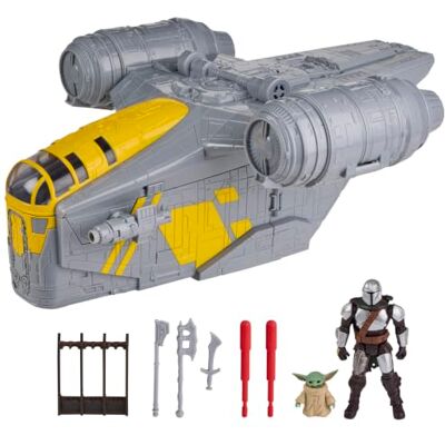 STAR WARS Actionverse Mandalorian Razor Crest-Speelset, 2-In-1 Voertuig En Speelset Van 35 Cm, Mandalorian- En Grogu-Actiefiguren, Speelgoed Voor Jongens En Meisjes Van 4+ STAR WARS Actionverse Mandalorian Razor Crest-Speelset, 2-In-1 Voertuig En Speelset Van 35 Cm, Mandalorian- En Grogu-Actiefiguren, Speelgoed Voor Jongens En Meisjes Van 4+