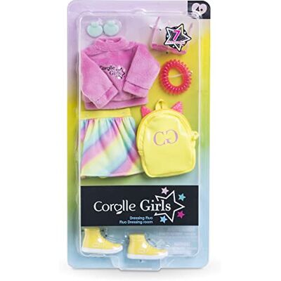 Corolle Girls Accessoireset regenboog, kleurrijke 7-delige outfit met pluizige trui en regenboogrok, voor alle 28 cm meisjes, kleedpoppen, vanaf 4 jaar Corolle Girls Accessoireset regenboog, kleurrijke 7-delige outfit met pluizige trui en regenboogrok, voor alle 28 cm meisjes, kleedpoppen, vanaf 4 jaar