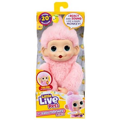 Little Live Pets Baby Monkey Minis Luna Lemon. Interactief huisdier speelgoed. 20+ geluiden en reacties. Zacht roze bont. 18,8 cm hoog. Feed, Nurture. Reageer. Grijp handen en voeten. Verzamel alle Little Live Pets Baby Monkey Minis Luna Lemon. Interactief huisdier speelgoed. 20+ geluiden en reacties. Zacht roze bont. 18,8 cm hoog. Feed, Nurture. Reageer. Grijp handen en voeten. Verzamel alle