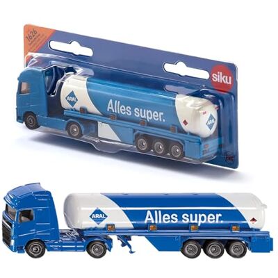 SIKU 1626, Tankwagen, metaal/kunststof, 1:87, blauw/wit, ARAL-look, speelgoedauto voor kinderen, rubberen banden SIKU 1626, Tankwagen, metaal/kunststof, 1:87, blauw/wit, ARAL-look, speelgoedauto voor kinderen, rubberen banden